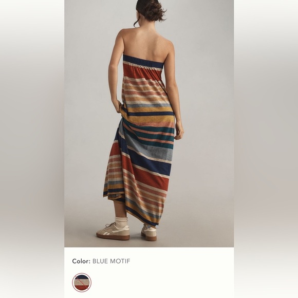 NWT new medium anthropologie daily practice tube dress maxi striped multi color - Picture 11 of 13